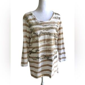 CHICOS Zenergy Sequin Striped Top, Like New
